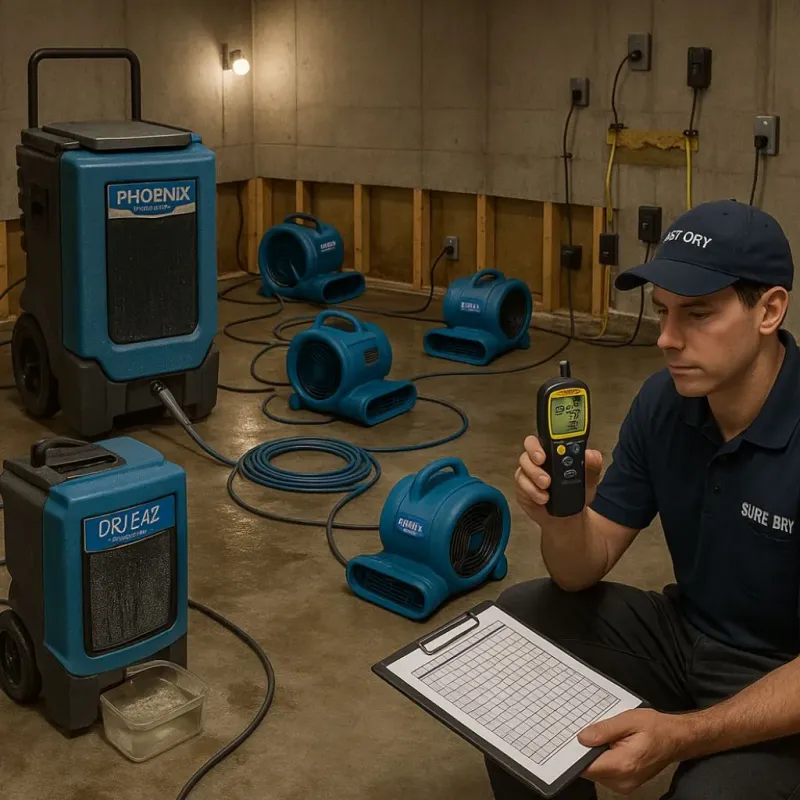 Structural Drying and Dehumidification process in Pratt, KS